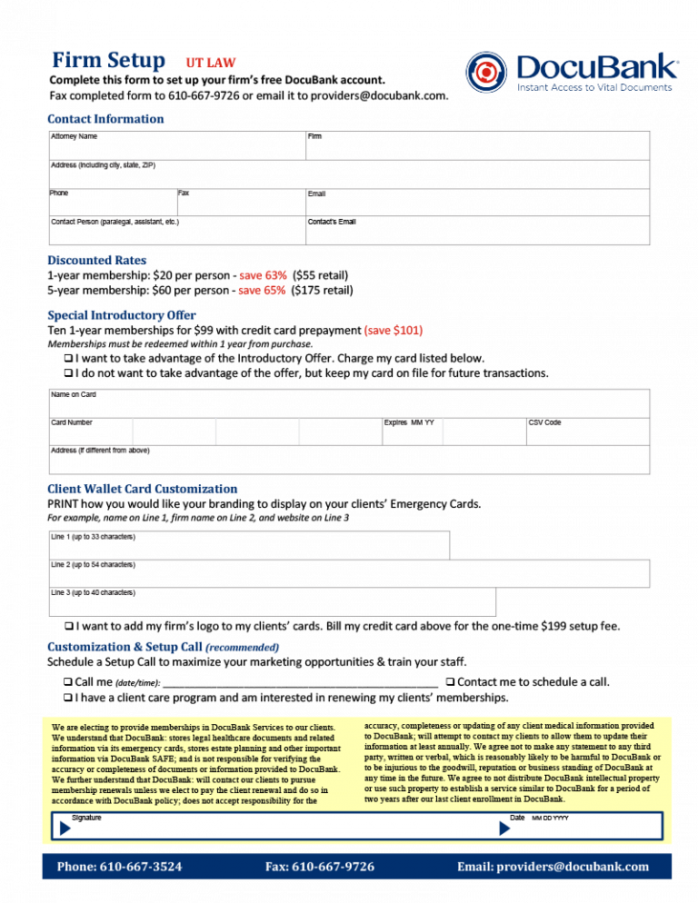 UT LAW DocuBank Setup Form
