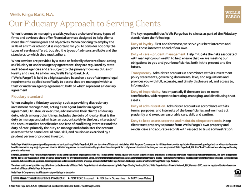 Our Fiduciary Approach to Serving Clients