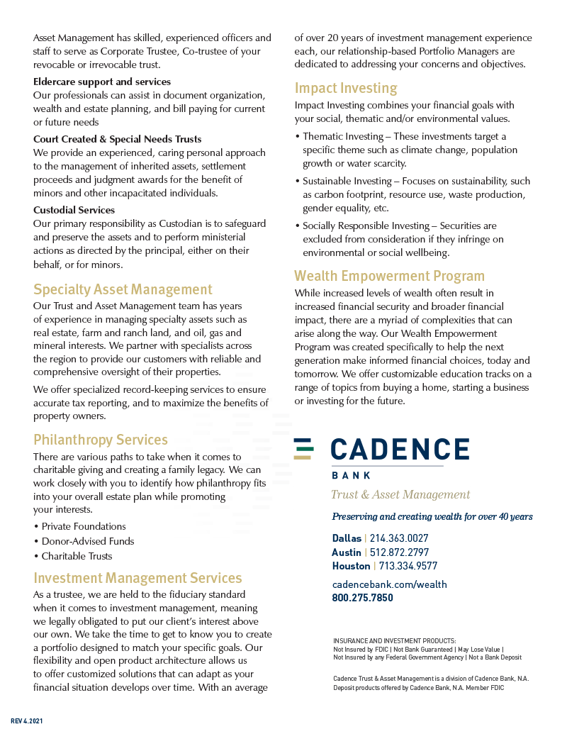 2021 PERSONAL Trust Overview flyer - TEXAS-2